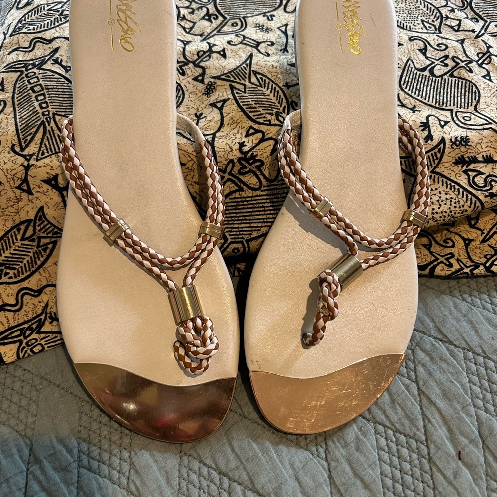Mossimo Supply Co Gold and Cream Beaded Sandals